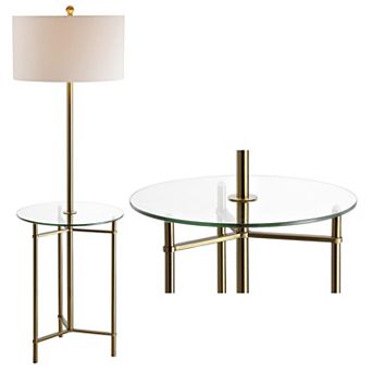 Charles Metal/glass Led Side Table And Floor Lamp