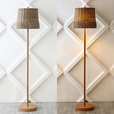 Ocata Coastal Bohemian Ironrattan Led Floor Lamp With Pull Chain