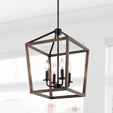 Oria Iron Farmhouse Industrial Lantern Led Pendant