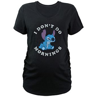 Maternity Lilo & Stitch I Don't Do Mornings Stitch V-Neck Graphic Tee
