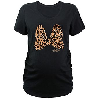 Maternity Minnie Mouse Animal Print Bow V-Neck Graphic Tee