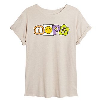 Juniors' Nope Oversized Graphic Tee