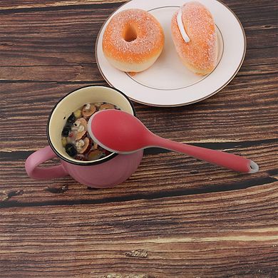 Silicone Dinner Dessert Spoon Serving Utensil for Kitchen Restaurant Coral