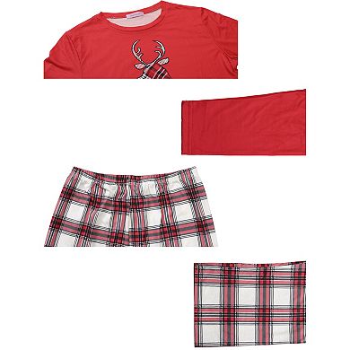 Elk Print Tops With Plaid Pants Sleepwear Family Pajama Set Men's