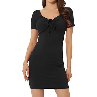 Women's Bodycon Slim Fit Sweetheart Neck Casual Knitted Mini Dress