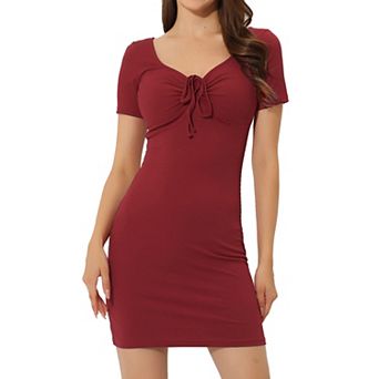 Women's Bodycon Slim Fit Sweetheart Neck Casual Knitted Mini Dress