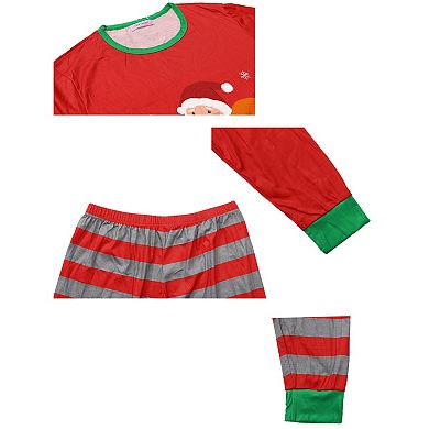 Kids Christmas Matching 2 Piece Pajama Set Striped Snowman Long Sleeve Party Xmas Sleepwear