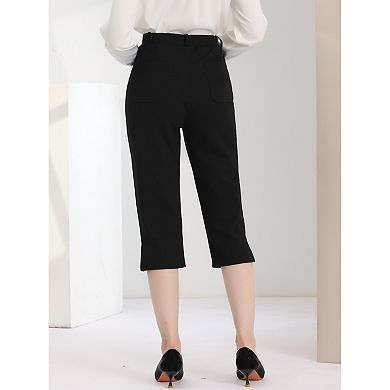 Work Women's High-waisted Cropped Slim Split Capris Pants