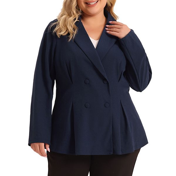 Plus Size Blazer For Women Lapel Work Double Breasted Jacket Blazers 2023