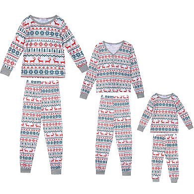 Kid's Christmas Sleepwear Long Sleeve Tee With Pants Loungewear Family Pajama Sets