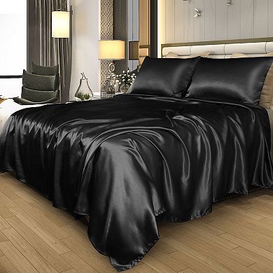 Satin Sheet Set 4 Pcs Polyester Silky And Soft Sheets