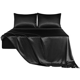 Satin Sheet Set 4 pc Polyester Silky And Soft Sheets