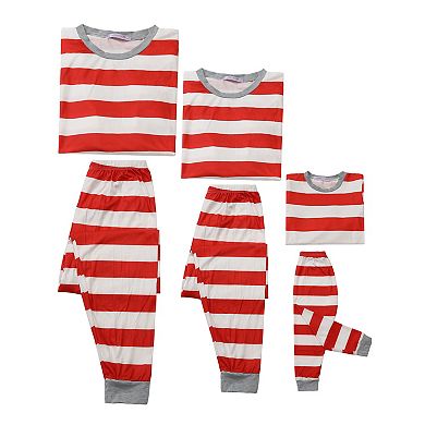 Womens Family Pajama Set Striped Winter Matching Sleepwear Set Kids