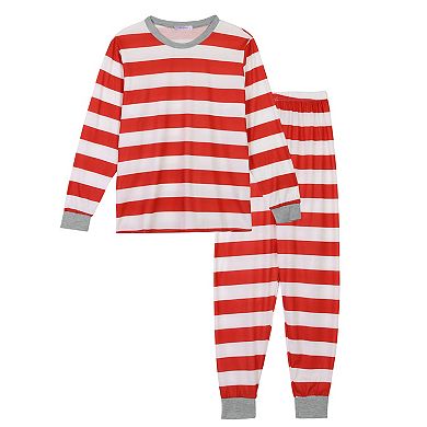 Men's Pajama Set Striped Winter Matching Sleepwear Set