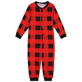 Kids Christmas Jumpsuits Holiday Long Sleeve Loungewear Plaid Pajama Sets