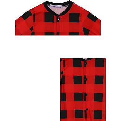 Kids Christmas Jumpsuits Holiday Long Sleeve Loungewear Plaid Pajama Sets