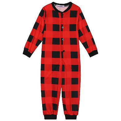 Kids Christmas Jumpsuits Holiday Long Sleeve Loungewear Plaid  Pajama Sets