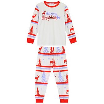 Kids Christmas Sleepwear Long Sleeve Tee With Pants Lounge Holiday Pajama Sets