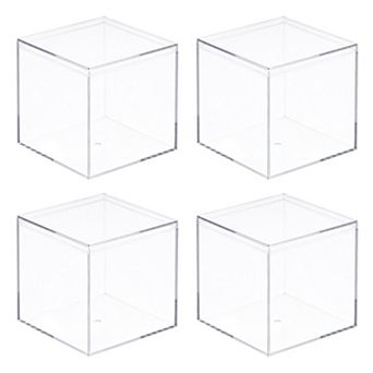 Acrylic Plastic Storage Box Display Case With Lid 2.8x2.8x2.8inch 4 pc