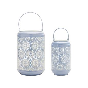 Punched Metal Lantern Candle Holder - 10.25 in (Set Of 2)