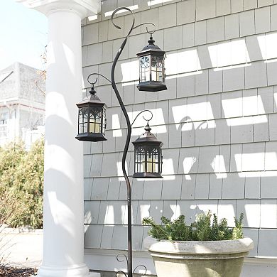 Whimsical Metal Lantern Tree With 3 Candle Holders