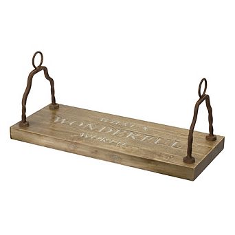 What A Wonderful World Wood Garden Swing With Iron Handles 23.5"l