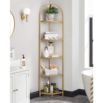 Corner Shelf, 5 Tier Corner Bookshelf,tempered Glass Shelves,modern Style