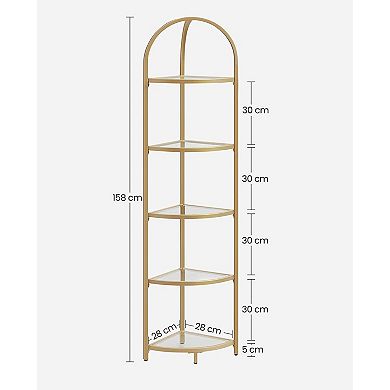 Corner Shelf, 5 Tier Corner Bookshelf,tempered Glass Shelves,modern Style