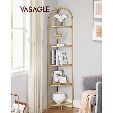 Corner Shelf, 5 Tier Corner Bookshelf,tempered Glass Shelves,modern Style