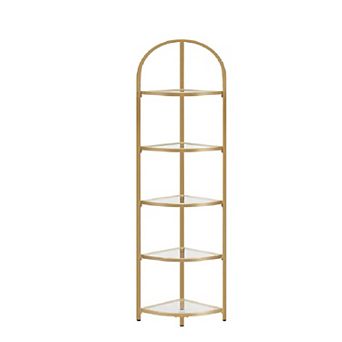 Corner Shelf, 5 tier Corner Bookshelf,tempered Glass Shelves,modern Style