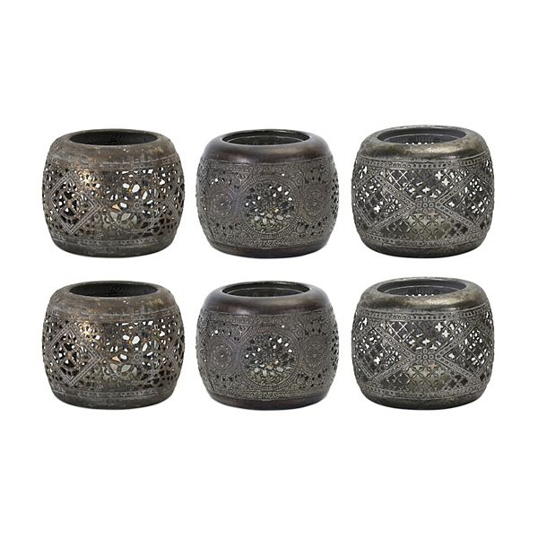 Zen Ornamental Punched Metal Candle Holder (set Of 6)