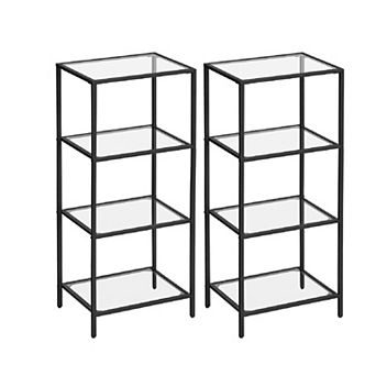 Bookcase, 4 tier Shelving Unit, Bookshelf, Tempered Glass, Easy Assembly, For Living Room