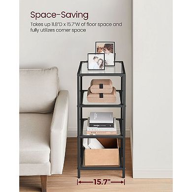 Bookcase, 4-tier Shelving Unit, Bookshelf, Tempered Glass, Easy Assembly, For Living Room