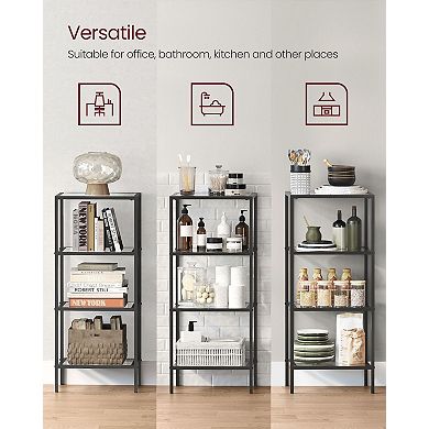 Bookcase, 4-tier Shelving Unit, Bookshelf, Tempered Glass, Easy Assembly, For Living Room