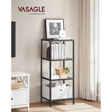 Bookcase, 4-tier Shelving Unit, Bookshelf, Tempered Glass, Easy Assembly, For Living Room