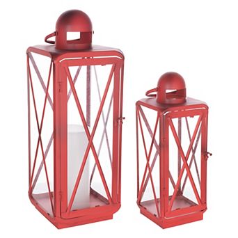 Traditional Curved Metal Lantern (set Of 2)