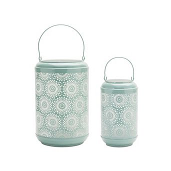 Punched Metal Lantern Candle Holder - 11.25 Inches(Set Of 2)