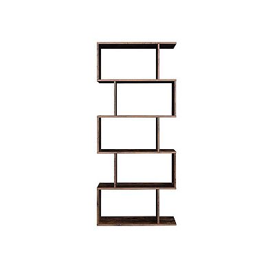 Wooden Bookcase, 5-tier Display Shelf, Freestanding Decorative Storage Shelving Bookshelf