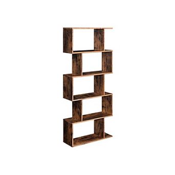 Wooden Bookcase, 5 tier Display Shelf, Freestanding Decorative Storage Shelving Bookshelf