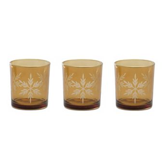 Glass Snowflake Votive Candle Holder (set Of 3)