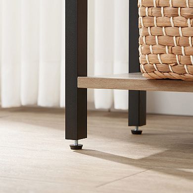 5 Tier Industrial Bookshelf Storage Shelf Greige and Black Tall Metal Frame Bookcase