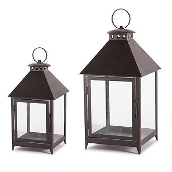 Footed Iron Metal Lantern (Set of 2)