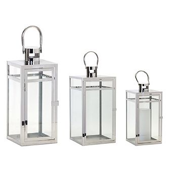 Modern Stainless Steel Metal Lantern (Set of 3)