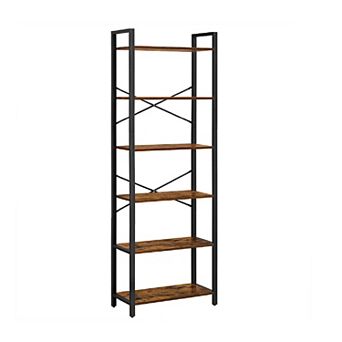 6 tier Bookshelf, Home Office Bookcase, Storage Rack With Steel Frame, For Living Room