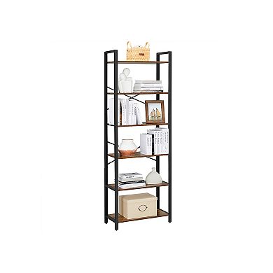 6-tier Bookshelf, Home Office Bookcase, Storage Rack With Steel Frame, For Living Room