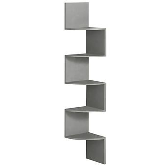 Corner Shelf, 5 tier Floating Wall Shelf With Zigzag Design, Bookshelf
