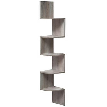 Corner Shelf, 5 tier Floating Wall Shelf With Zigzag Design, Bookshelf