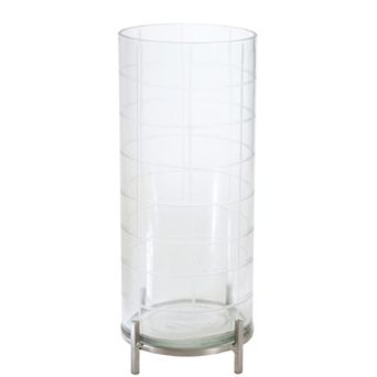 Patterned Glass Candle Holder With Metal Stand