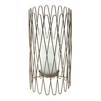 Geometric Iron Candle Holder With Glass Hurricane