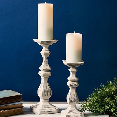 Chic-antique Weathered Stone Candle Holder (set Of 2)